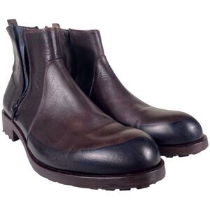 Vero Cuoio Men’s Italian Leather Ankle Boots Size 11 Brown Zip Up Rugged Sole